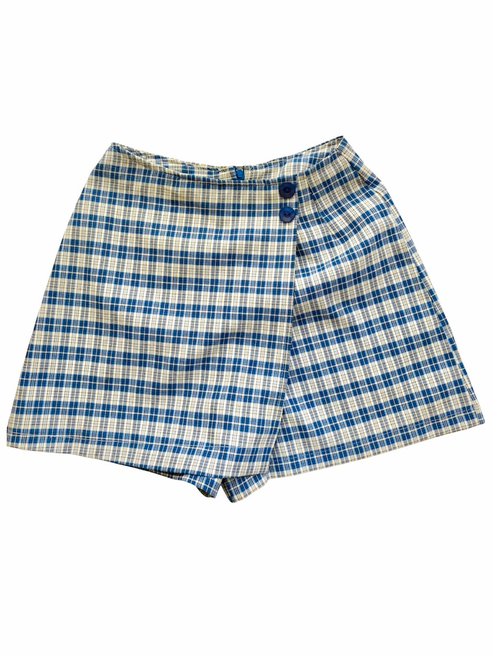 Vintage Mcollection Made in Canada Blue Plaid Skort Y2K Preppy Mini Skirt Shorts